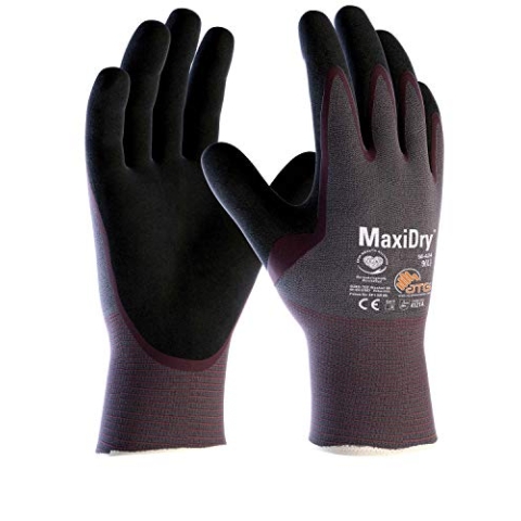 (12 Paar) ATG Handschuhe 56-424 Schutzhandschuhe MaxiDry 12 x lila/schwarz 9 (L)