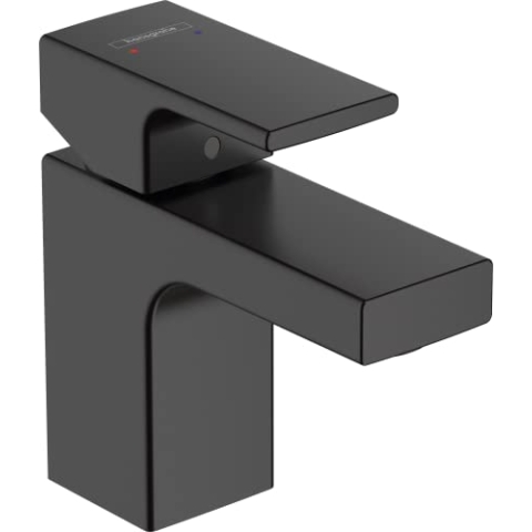 hansgrohe Waschtischarmatur Vernis Shape, Wasserhahn Bad mit Auslauf Höhe 70 mm, mit Zugstange, Badarmatur wassersparend, Mattschwarz