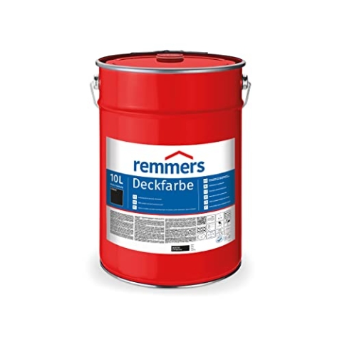 Remmers Deckfarbe schwarz, 10 Liter, Deckfarbe für innen und außen, Wetterschutzfarbe viele Untergründe, hochdeckend, wetterfest