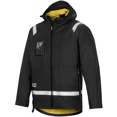 Snickers Regenjacke, PU Schwarz Größe: M