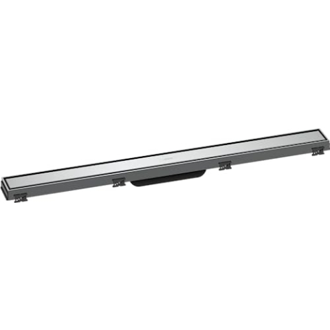 hansgrohe Fertigset Duschrinne RainDrain Match, Abflussrinne 800mm, Bodenablauf Dusche mit höhenverstellbarem Rahmen, Chrom, 80cm