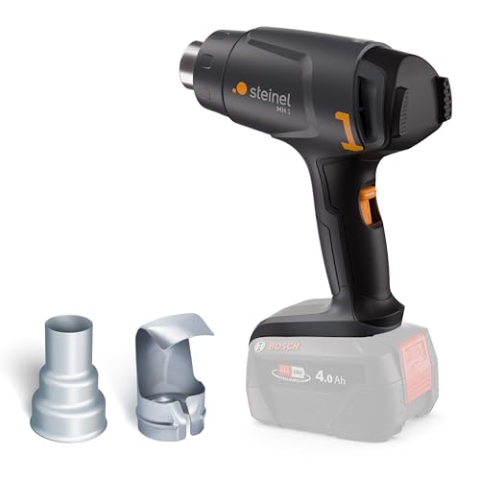 Steinel Akku Heißluftpistole MH 1, für Bosch PFA 18V System, Heißluftfön kabellos, 2 Temperaturstufen 300°C/450°C, zum Löten und Schrumpfen