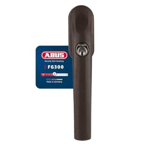ABUS Abschließbarer Fenstergriff FG300 - Fensterknauf mit Druckzylinder, verschiedenschließend - ABUS-Sicherheitslevel 5 - 48516 - Braun