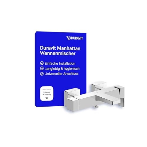 Duravit Manhattan Wannenarmatur Aufputz für 2 Verbraucher, Einhebel-Wannenmischer mit Keramikmischsystem, Chrom