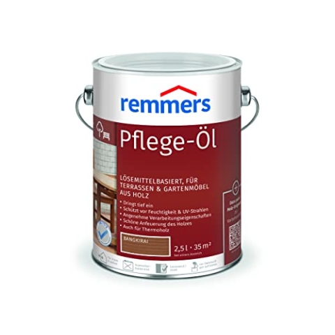 Remmers Pflege-Öl bangkirai, 2,5 Liter, Holzöl für Holz innen und außen, wasserabweisend, wetterfest, für Gartenmöbel und Holzterrassen geeignet