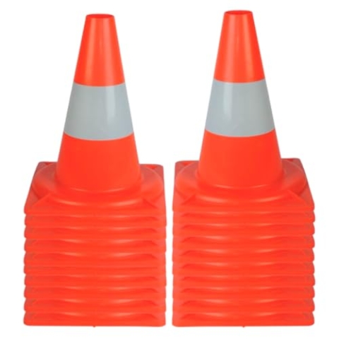 20 Stück Verkehrskegel Reflektierend orangefarbener - Warnkegel HDPE - 33 cm hoch