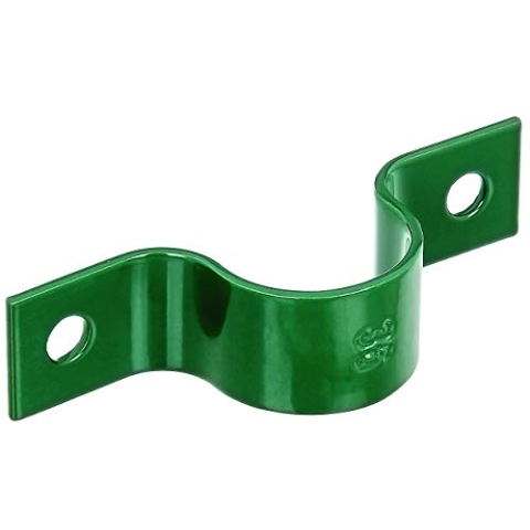 Alberts 855383 Rohrschelle | zur Befestigung von Zaunpfosten an Mauern | verzinkt, grün kunststoffbeschichtet | für Pfosten-Ø 34 mm | 20er Set
