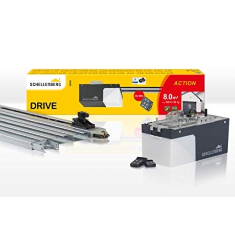 Schellenberg 60920 Garagentorantrieb Drive Action mit 2X 433 MHz Handsender, max. Torfläche 8 m², automatische Endlageneinstellung