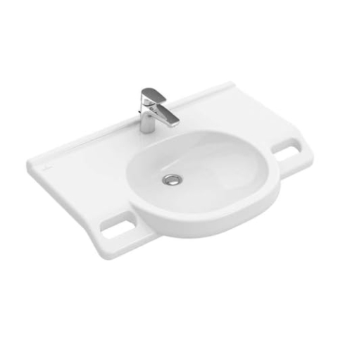 Villeroy&Boch Waschtisch O.novo Vita 4120 800x550mm 3-L Arm mittl HL durchg ohne Überlauf Oval WeißAlpin
