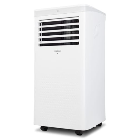 MEDION P702 (MD 37737) Smarte Mobile Klimaanlage mit Abluftschlauch (inkl. Fensterabdichtung, 3in1, bis 25qm, 7.000 BTU, Kühlen, Entfeuchten, Ventilieren, App- und Sprachsteuerung, Schlafmodus