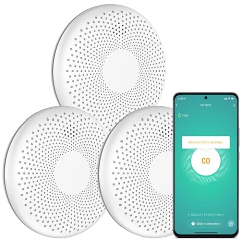 Aroha Smart Connect Rauchmelder & Kohlenmonoxid Melder WLAN - 10 Jahre Batterie - Kombination CO Melder & Feuermelder - Tuya & Smartlife - 3 Set