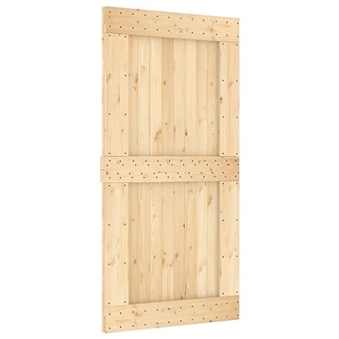 vidaXL Tür, Schiebetür mit Schiebetürbeschlägen, Holztür Schiebetürsystem für Schlafzimmer Scheunen, Innentür Zimmertür, Massivholz Kiefer