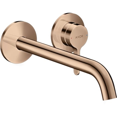 hansgrohe AXOR One Einhebel-Waschtischarmatur Unterputz für Wandmontage mit Hebelgriff und Auslauf 220 mm, 48120300, Farbe: Polished Red Gold