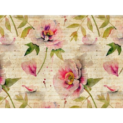 Livingwalls Fototapete Blumen Beige Grün Rosa 382761 The Wall 3,71 m x 2,80 m Wohnzimmer Schlafzimmer Küche Esszimmer Büro