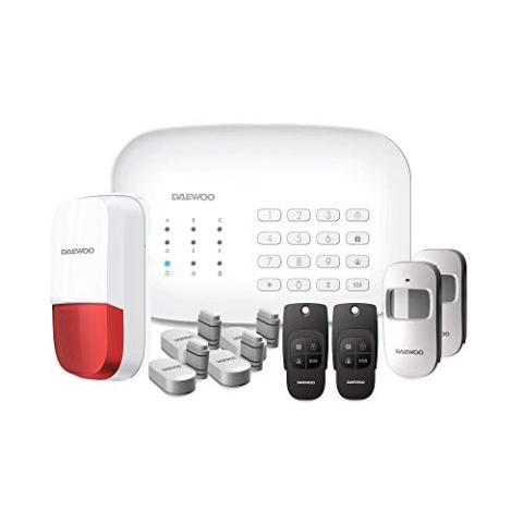 DAEWOO WiFi/GSM Alarmsystem Modell Home mit integrierter Sirene und Akku, RFID, mit 11 Zubehörteilen, Außensirene, kompatibel mit DAEWOO Kameras