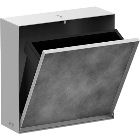 hansgrohe XtraStoris Rock - Einbau Badezimmer Mülleimer mit befliesbarer Tür, eingelassene Wandnische 300 x 300 x 100 mm, Mülleimer Bad, Abfalleimer Bad, Badezimmer Zubehör, Mattweiß, 56089700
