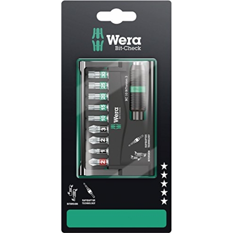 Wera Bit-Sortiment, Bit-Check 10 BiTorsion 3 SB, 10-teilig, 05073418001, 18 x 7.5 x 0.4 cm