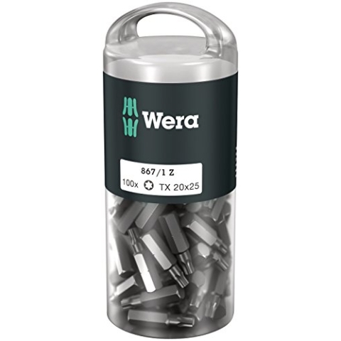 Wera Bit-Sortiment, 867/1 Torx TX 27 DIY 100, TX 27 x 25 mm (100 Bits pro Box), Wera 05072450001