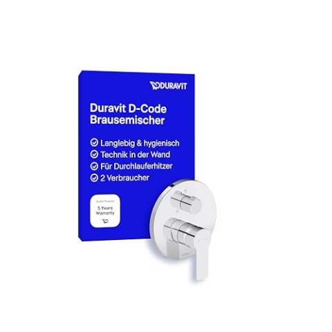 Duravit D-Code Duscharmatur Unterputz für 2 Verbraucher mit Umstellventil, Einhebel-Brausemischer mit Keramikmischsystem, Chrom