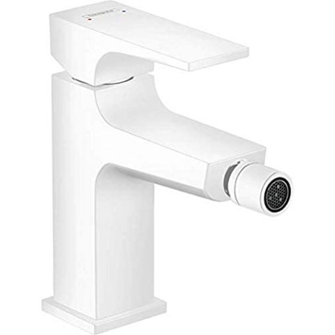 hansgrohe Bidetmischer Metropol mit Push-Open Ablaufgarnitur, Mattweiß