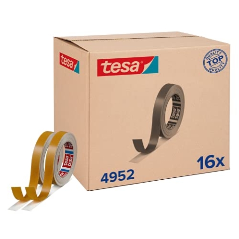 tesafix 4952 Montageband im 16er Pack - Feuchtigkeitsresistentes, doppelseitiges Klebeband - zur Montage ohne Bohren - weiß - 16 Rollen je 50 m x 19 mm