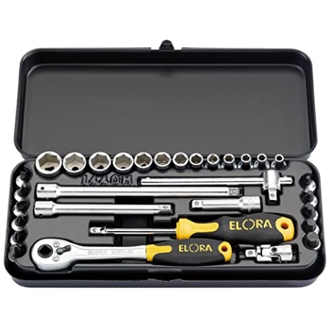 DRAPER 1440 MU ELORA Metrisches Socket Set, blau, 1/4-Zoll Vierkantantrieb, 31-teilig