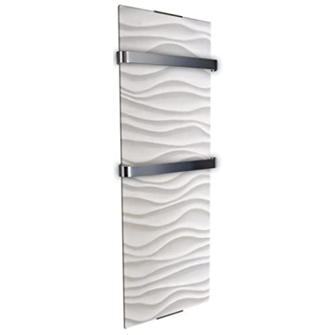 CHEMIN'ARTE Badheizkörper Elektrisch 1200W, Handtuchwärmer Elektrisch, Handtuchtrockner Elektrisch, Handtuchheizkörper Elektrisch Termostat Wärmeabgabe, 120x46cm, Wellendekor