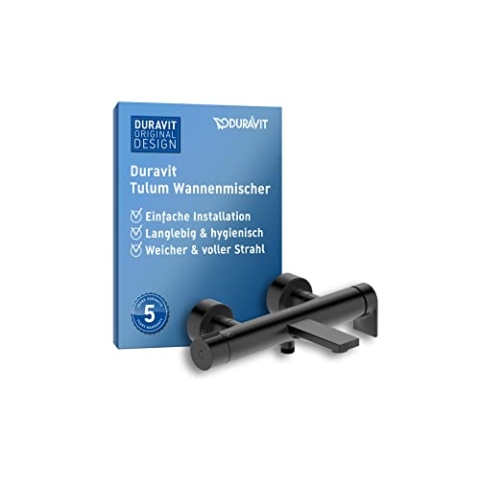 Duravit Tulum Wannenarmatur Aufputz für 2 Verbraucher mit Umstellventil, Einhebel-Wannenmischer mit Keramikmischsystem, Schwarz Matt