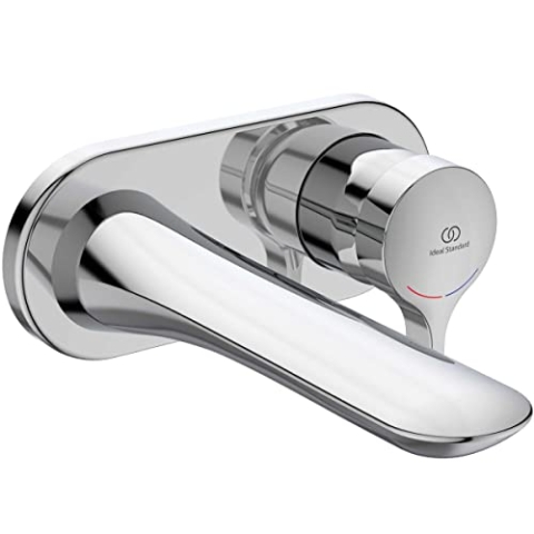 Ideal Standard A5591AA Melange Wand-Waschtischarmatur Wandmontage, Bad-Wandarmatur mit Auslauf, Mischbatterie Wasserhahn, Wassersparend, Chrom