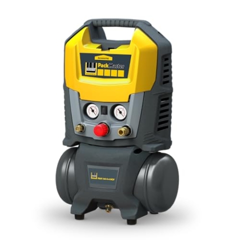 SCHNEIDER PackMaster Tragbarer Kompressor in Kofferausführung 6 Liter, ölfreier Kompressor mit flexiblem Schlauch, maximaler Druck: 8 bar, Leistung: 1,5 PS, Geräuschpegel: 88 dB LwA