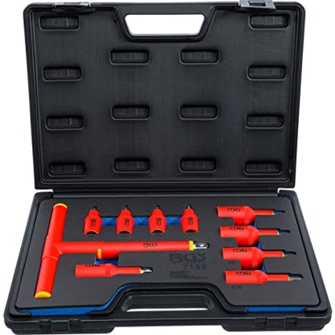 BGS 7132 | VDE-Bit-Einsatz-Satz | Antrieb Innenvierkant 10 mm (3/8") / 12,5 mm (1/2") | Innensechskant 4 - 10 mm | 10-tlg.