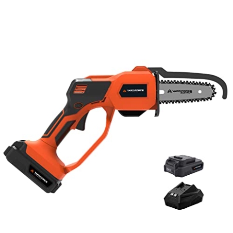 YARD FORCE 20V Akku Handkettensäge LS C13, mit 2,0 Ah Akku, 13cm Schnittlänge, 3,2 m/s Kettengeschwindigkeit, inkl. Kettenschnellspanner
