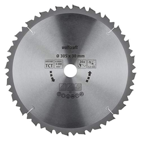 wolfcraft |Kapp- und Gehrungssägeblatt Durchmesser 305 mm - schnelle, grobe Schnitte |6554000
