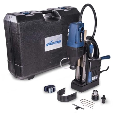 Evolution Industrie Magnetbohrmaschine Stahl S28MAG | Magnetbohrer, Industriequalität, Ideal für Brücken, I-Träger und Gerüste, Kernbohrmaschine Set inkl. Bohrfutter und Schlüssel, 28 mm