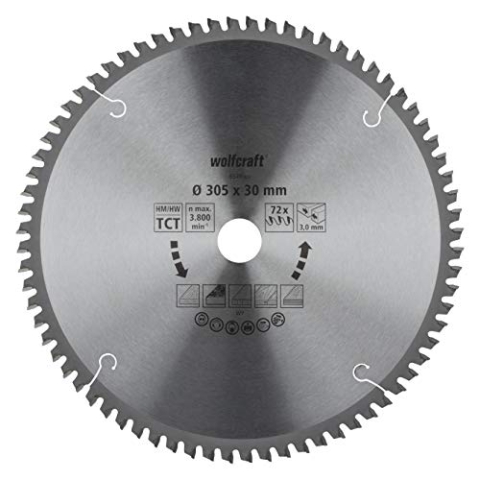 wolfcraft 6549000 Kapp- und Gehrungssägeblatt ø 305 mm - feine, saubere Schnitte