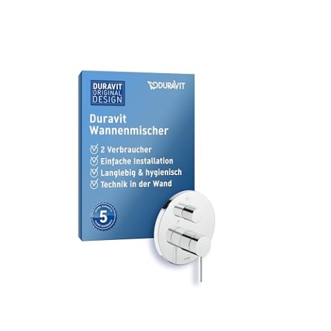 Duravit Circle Wannenarmatur Unterputz für 2 Verbraucher mit Umstellventil, Einhebel-Wannenmischer mit Keramikmischsystem, Chrom