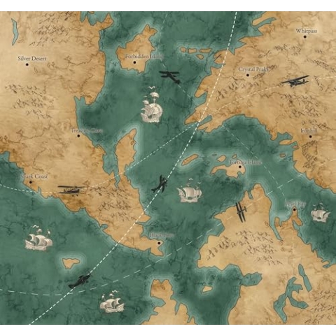 Komar Vlies Fototapete - Old Travel Map - Größe: 300 x 280 cm (Breite x Höhe) - Kinderzimmer, Tapete, Landkarte, IAX6-0029