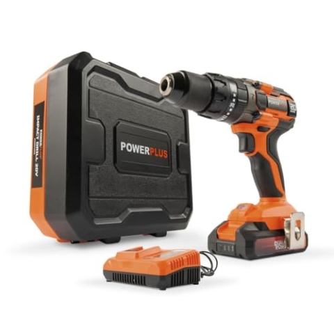POWER plus Dual Power Akku-Schlagbohrmaschine POWDP15210-3 in 1: (Schlag-) Bohren und Schrauben, 20 V Bohrmaschine, 50 Nm, Links-Rechts-Schalter für Schrauben, Ohne Akku und Ladegerät
