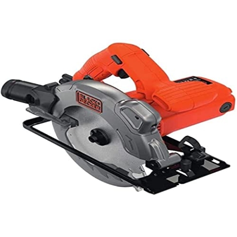 Black+Decker Handkreissäge (1250W, Schnitttiefe 66 mm / 50 mm (90°/45°), mit Parallelanschlag, Durchmesser 190 mm, mit Schnellspannhebel, integrierter Laser, inkl. 2 Sägeblätter) CS1250LA