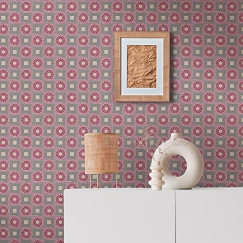A.S. Création Grafiktapete Lila Rot Grau Beige - Architects Paper Art of Eden 390602 - Vliestapete 3D Tapete - 10,05 m x 0,53 m Made in Germany