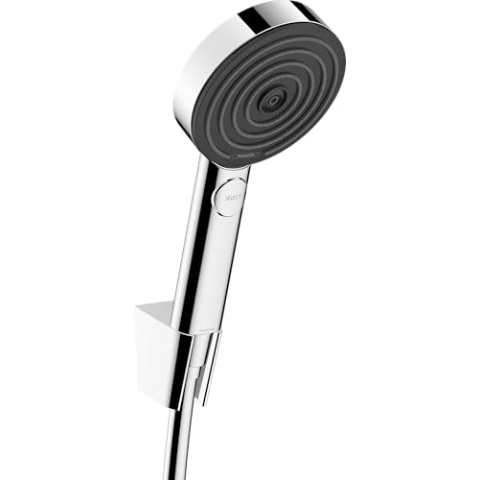 hansgrohe Pulsify Select S - Duschset mit Duschkopf wassersparend (EcoSmart, 3 Strahlarten inkl. PowderRain), Duschschlauch (1,60 m) und Duschkopfhalterung, Chrom, 24305000