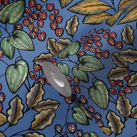 Architects Paper Blumentapete Floral Impression Tapete natürlich PVC-freie Vliestapete blau gelb rot schwarz matt glatt 377541 37754-1, 10.05 m x 0.53 m