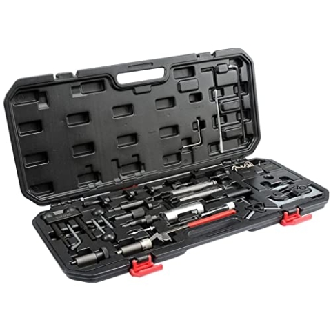 YATO Automobilwerkzeug Werkzeug-Set Timing Tool, Schwarz, Kohlenstoffstahl, 34 Teile, 4.4 kg, 60 x 27 x 25 cm (L x B x H), für VAG Motoren