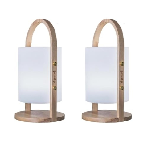 2er-Set kabellose dimmbare LED-Laternen H37CM 2x WOODY
