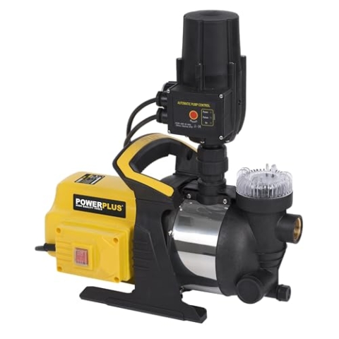 Powerplus Elektrische Wasserpumpe POWXG9565-1200 W Druckwasserpumpe, 35°C Höchsttemperatur und 3800 l/h Förderleistung, Gartenpumpe, Saugpumpe, Tauchpumpe, Gartengeräte
