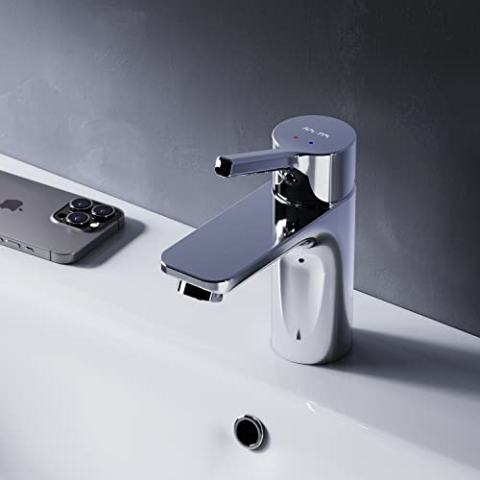 AM.PM X-Joy S FXB02100 Waschtischarmatur mit Einhebelmischer | SoftMotion Keramikkartusche, Neoperl Aerator | kratzfest, leicht zu reinigen, langlebig | Chrom | 79mm Auslaufhöhe | 5 Jahre Garantie