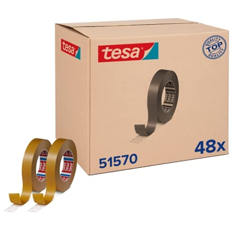 tesafix 51570 Montageband im 48er Pack - Vielseitiges, doppelseitiges Klebeband - zur Montage ohne Bohren - farblos - 48 Rollen je 50 m x 25 mm