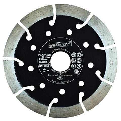 wolfcraft Diamant-Trennscheibe – Zum Trennen von Beton, Stein, Granit uvm. – Für alle gängigen Winkelschleifer – Ø 125mm, 8373000