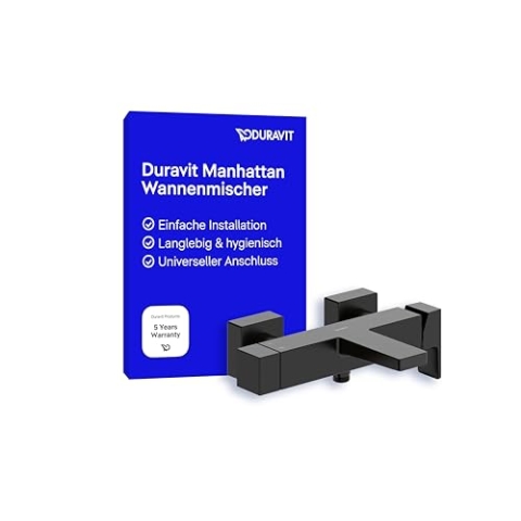 Duravit Manhattan Wannenarmatur Aufputz für 2 Verbraucher, Einhebel-Wannenmischer mit Keramikmischsystem, Schwarz Matt
