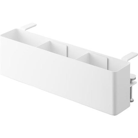 Yamazaki 1574 TOWER Slim Tableside Basket, white, Steel, 30 x 10 x 9.5~11 cm